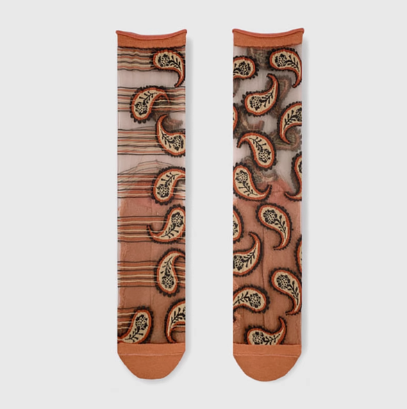 Women's Sheer Floral Socks - Plants