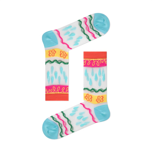 女裝透薄花襪 - 彩色雨點