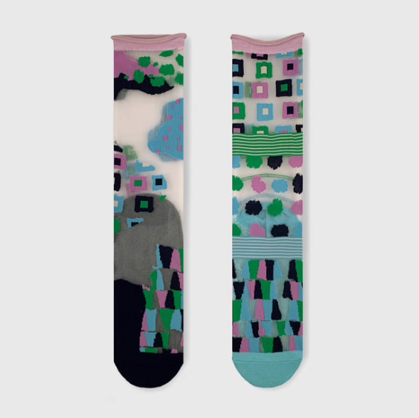 Women's Sheer Floral Socks - Plants