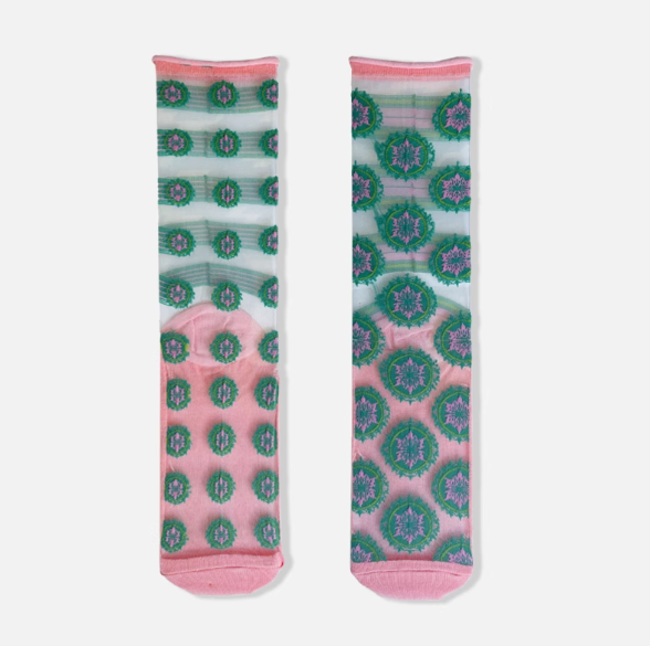 Women's Sheer Floral Socks - Plants