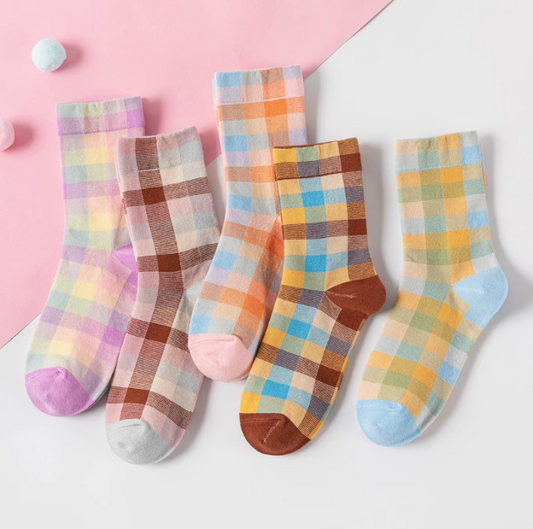 女裝彩色格仔襪