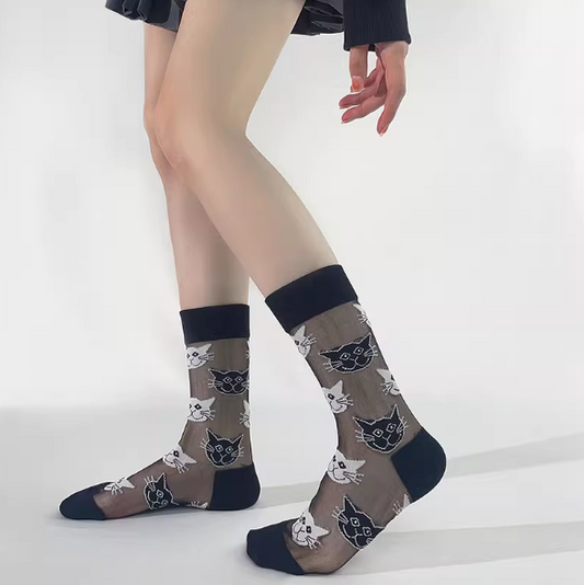 女裝透薄花襪 - 拚花