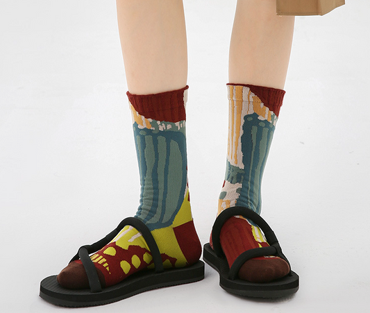 <3對裝> 女裝中筒襪 - 復古