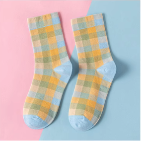 Women's colorful checkered socks