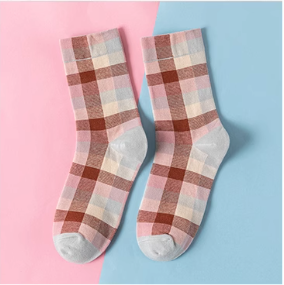 Women's colorful checkered socks