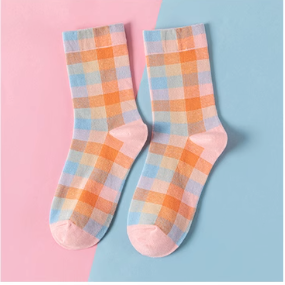 Women's colorful checkered socks