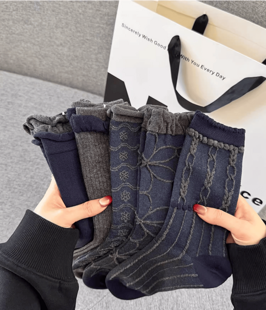 女裝花襪 - 牛仔藍