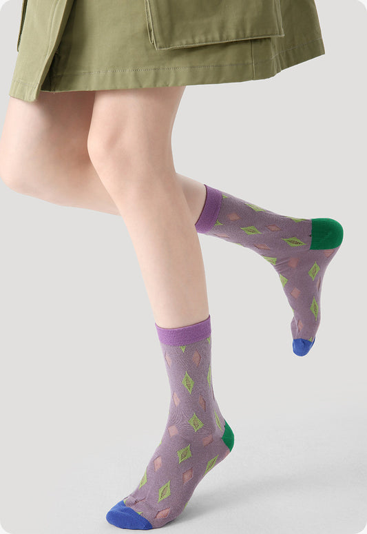 女裝中筒襪 - 條紋